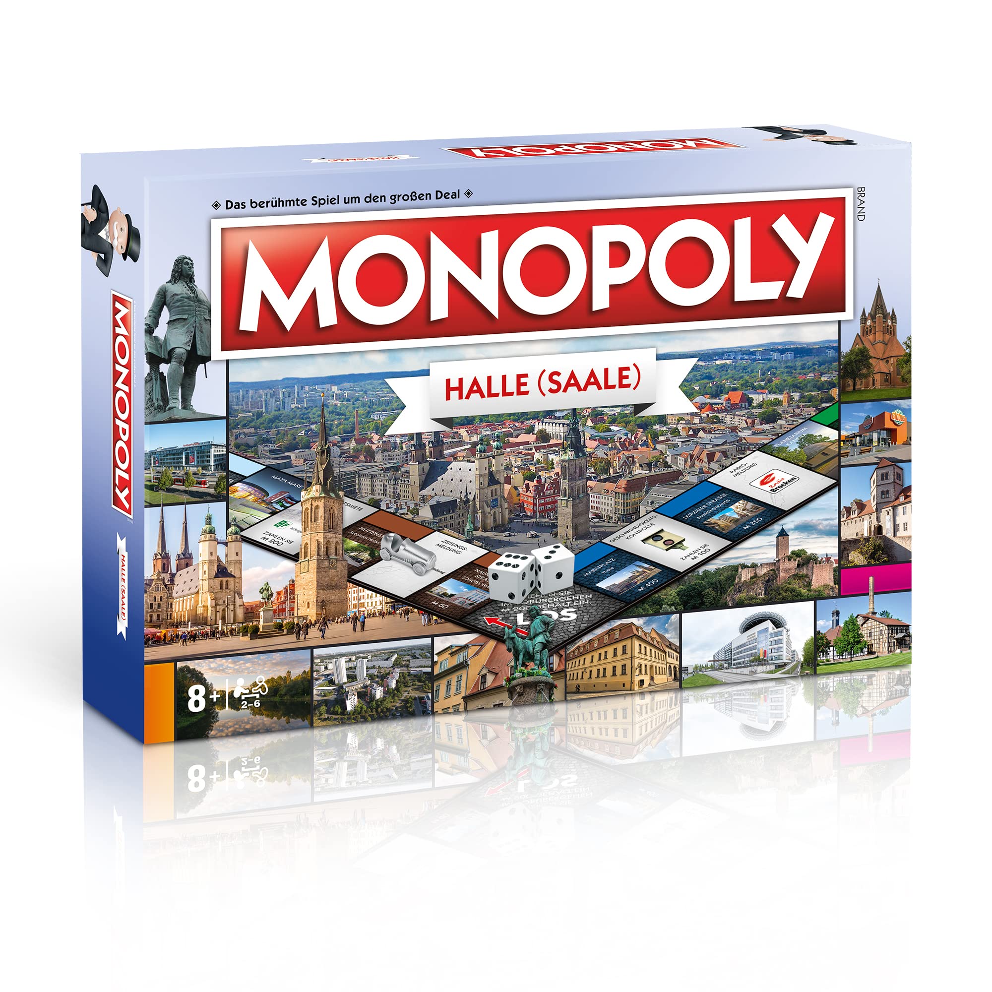 Monopoly Halle Einzelstück – Offizielle Städte-Edition mit regionalen Highlights | Gesellschaftsspiel für 2–6 Spieler ab 8 Jahren Souvenir für Fans von Halle (Saale)