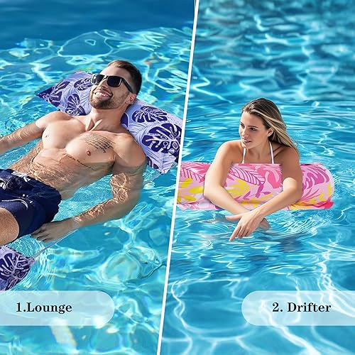 Miniatura 6 de Flotadores inflables de piscina para adultos, paquete de 5 flotadores multiusos para piscina, hamaca de agua, silla flotante de piscina, balsa de