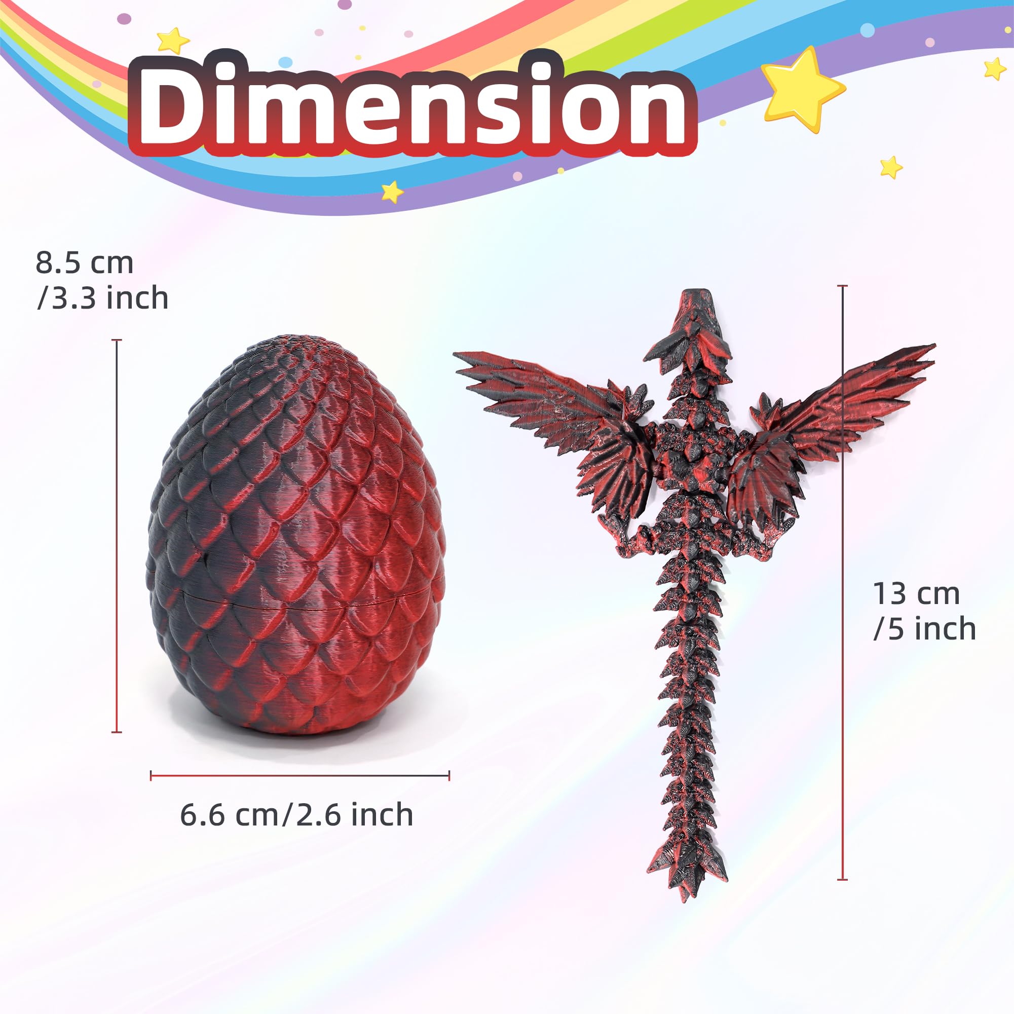 Flavery 4 Pack 3D Printed Dragon Egg, Small Scale Egg with Wings Dragon Inside, 3D Printed Fidget Toys - Image 2