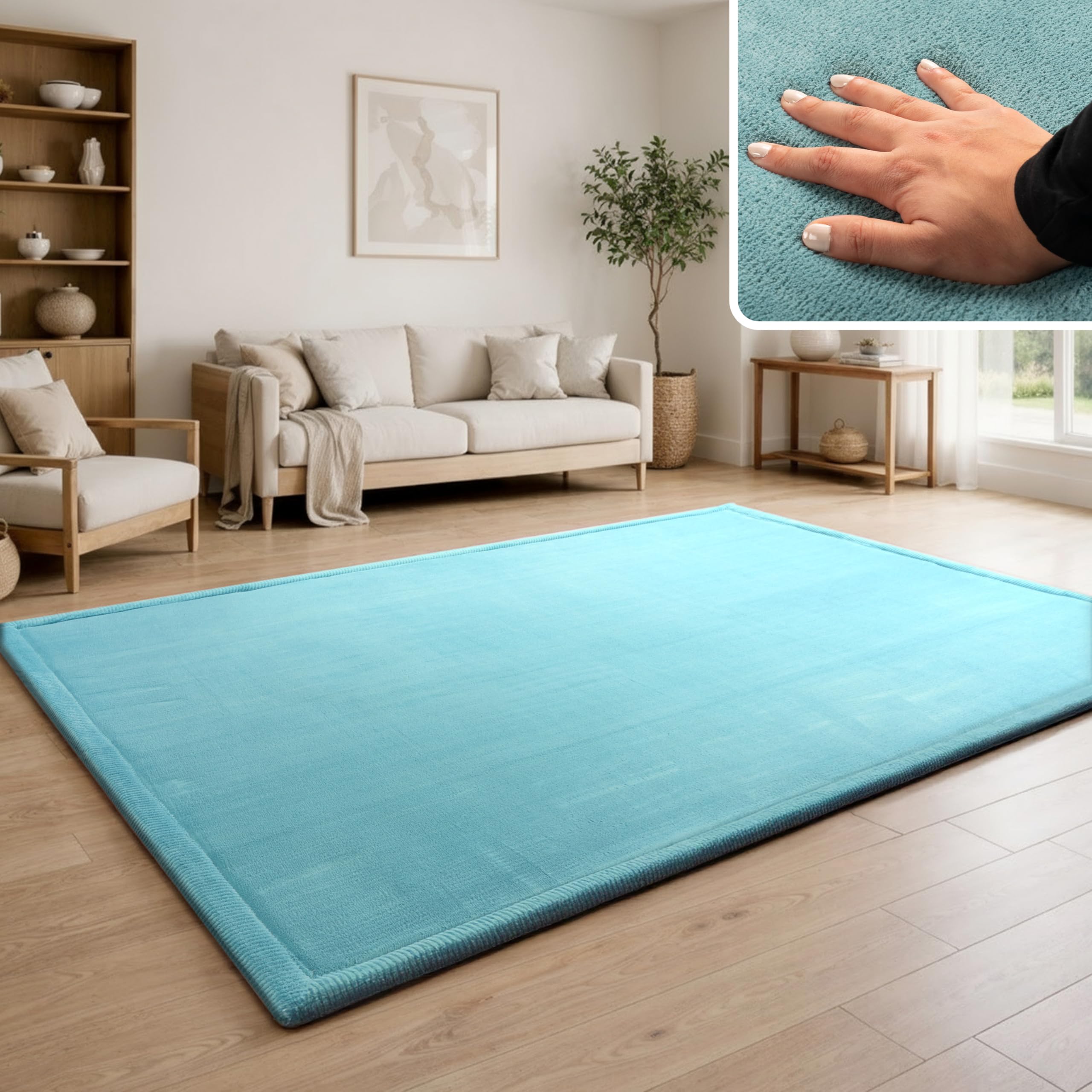 Paco Home Alfombra De Habitacion Bebe Infantil Niña Niño De Juego Suave Antideslizante Moderna, tamaño:120x160 cm, Color:Azul
