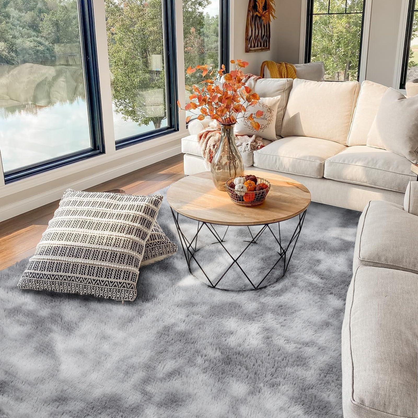 FVVRAX 150x240cm Shaggy Area Rug for Bedroom & Living Room, Machine Washable Luxury Tie-Dye Carpet