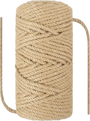 Cuerda de cáñamo de sisal natural de 1/4 de pulgada (6 mm) x 164 pies (50 metros), cuerda gruesa resistente para poste rascador de gatos, árbol,