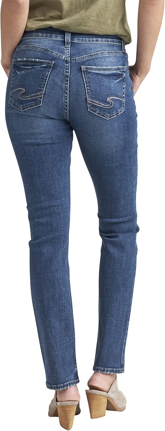 Silver Jeans Co. Women’s Suki Mid Rise Curvy Fit Straight Leg