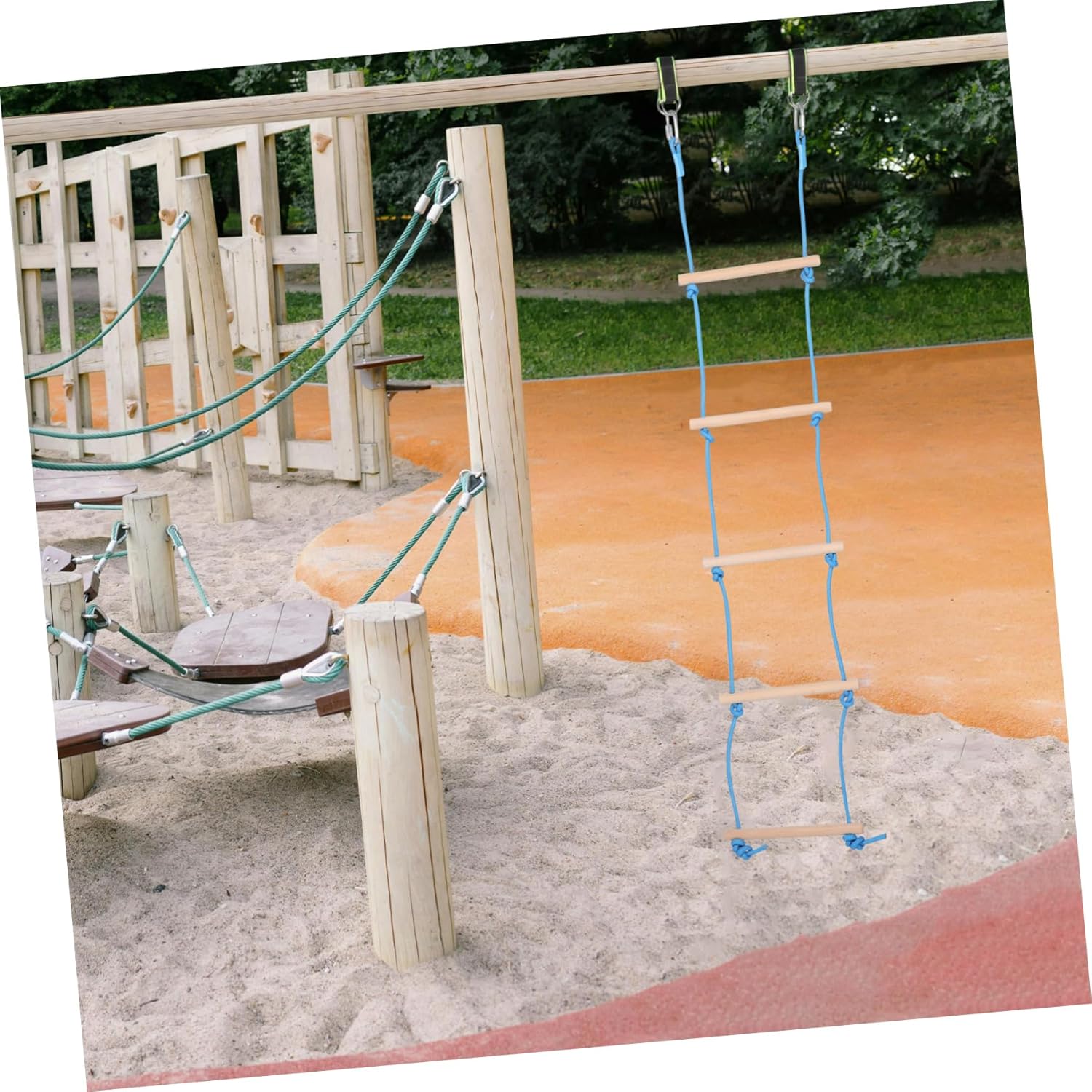 Totority 1set Boy Girl Rope Ladder for Outdoor Playground Soft and Sturdy Climbing Ladder Five Height Levels Safe Wooden Construction for Indoor Play Garden Climbing Toy for Boy Girl