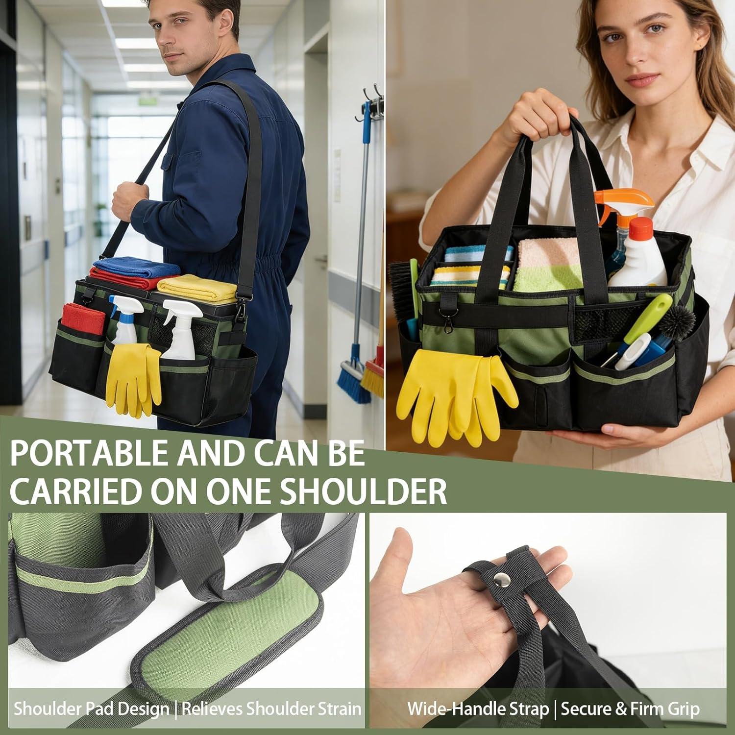 Wearable Cleaning Caddy Organizer & Belt Set, Large Capacity Waterproof Storage with Adjustable Straps & Multi-Pockets, Heavy Duty for Housekeepers & Cleaners | Home, Kitchen, Car & Garden