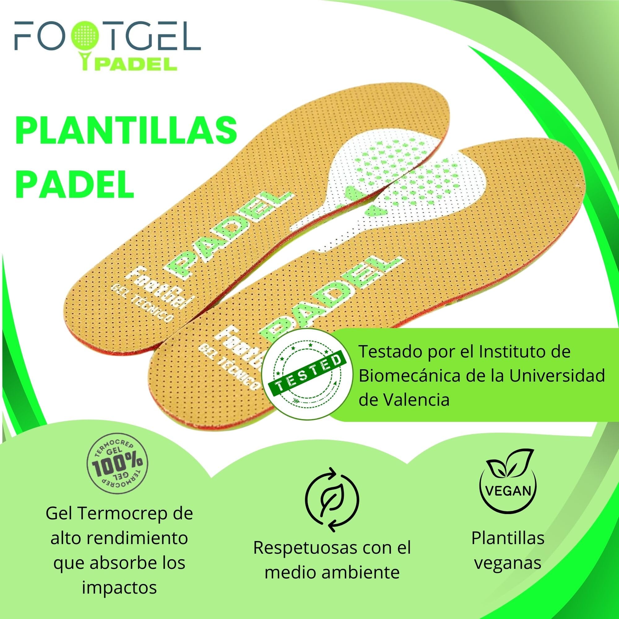 Plantillas Padel Gel Deportivas Transpirables Estabilizadoras Tallas 43-47