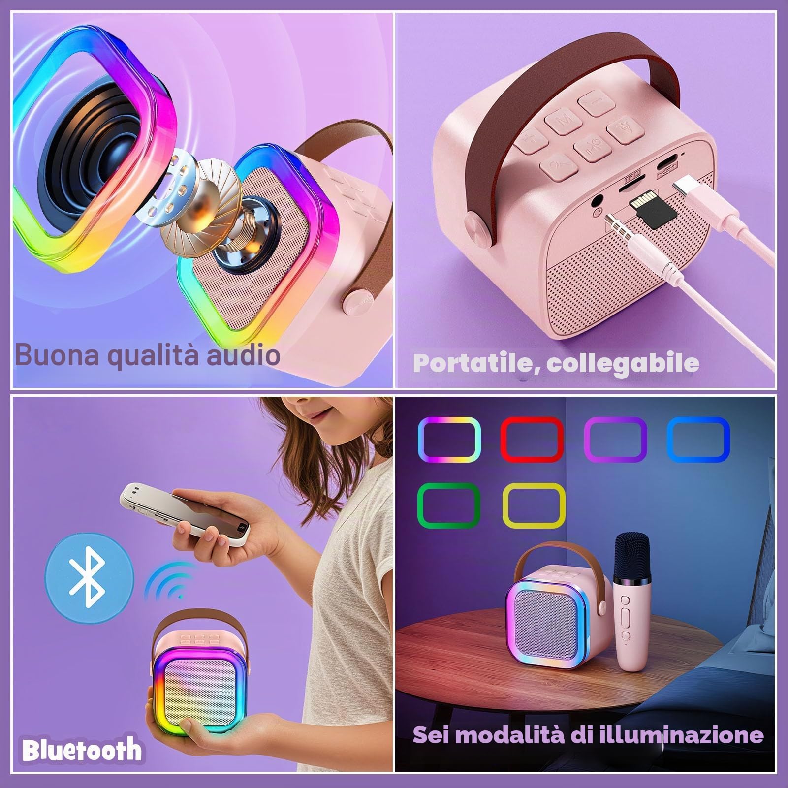 Regali Unicorno per Ragazze 6 7 8 9 10 Anni Macchina Karaoke Bambini Microfono con Altoparlante Coperta Luminosa Unicorno Lampada Notturna Cerchietto Braccialetti Regalo Compleanno Giocattolo Ragazze