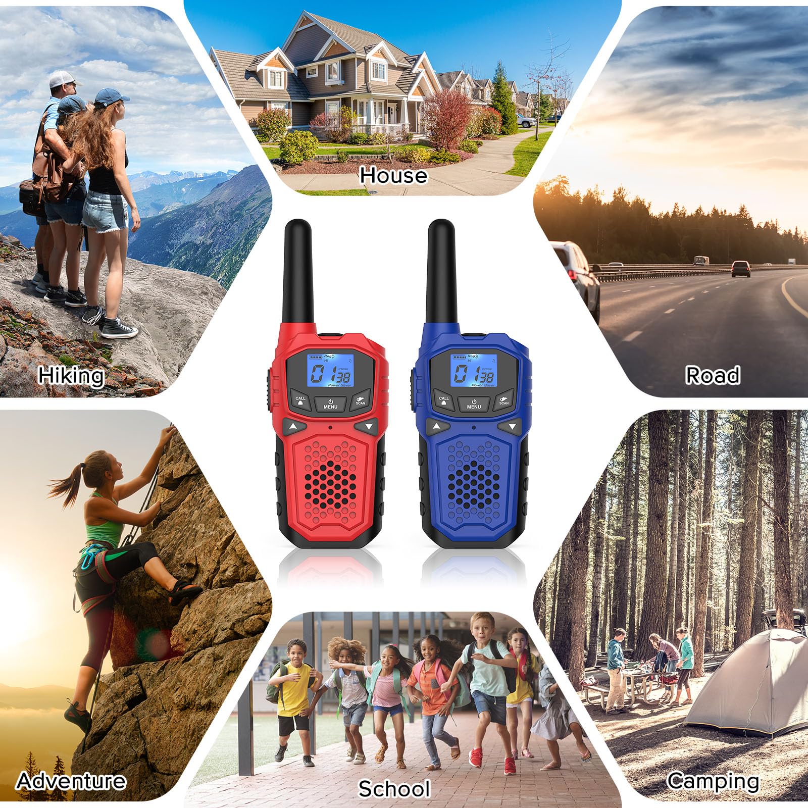 Walkie Talkies para adultos, radio bidireccional de largo alcance  para camping, senderismo, accesorios de senderismo, equipo de campamento, regalo de cumpleaños de Navidad para niños, sirena 6