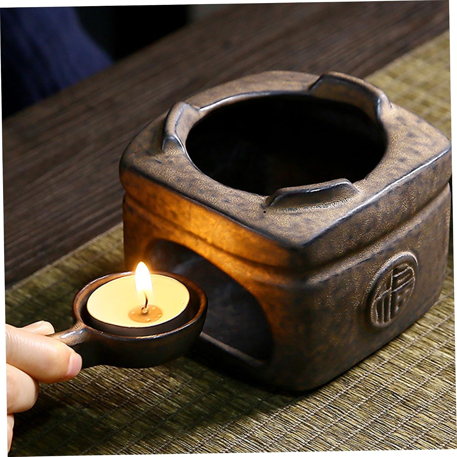 Candle Diffuser Ceramic Aromatherapy Oil Warmer Detachable Pot Tea Light Wax Melt Warmer for Bedroom, Living Room, Balcony, Tabletop, No Candle Wax Burner for Scented image 3