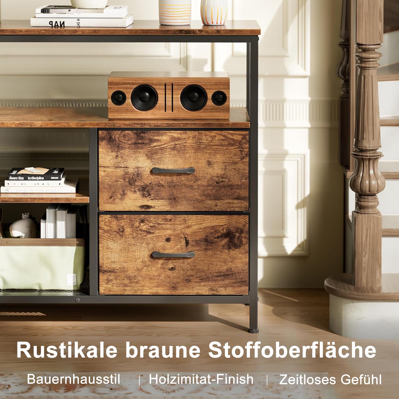 Industrieel tv meubel 380cm - Specialist in Teak Maatwerk