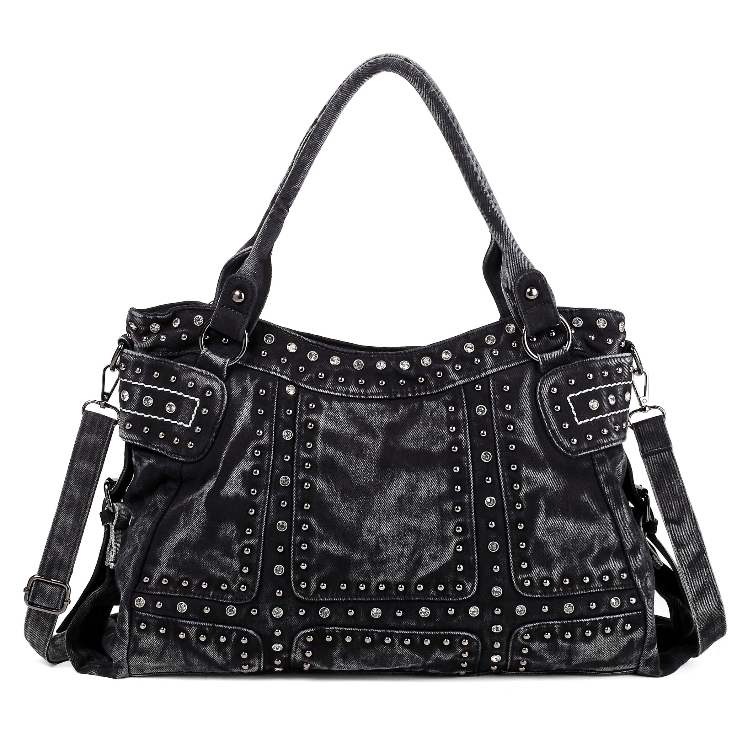 iPinee Designer Denim Handbags for Women Hobo Tote Bag Crossbody Denim Purses Blue Jean Shoulder Bag (IP-A7)