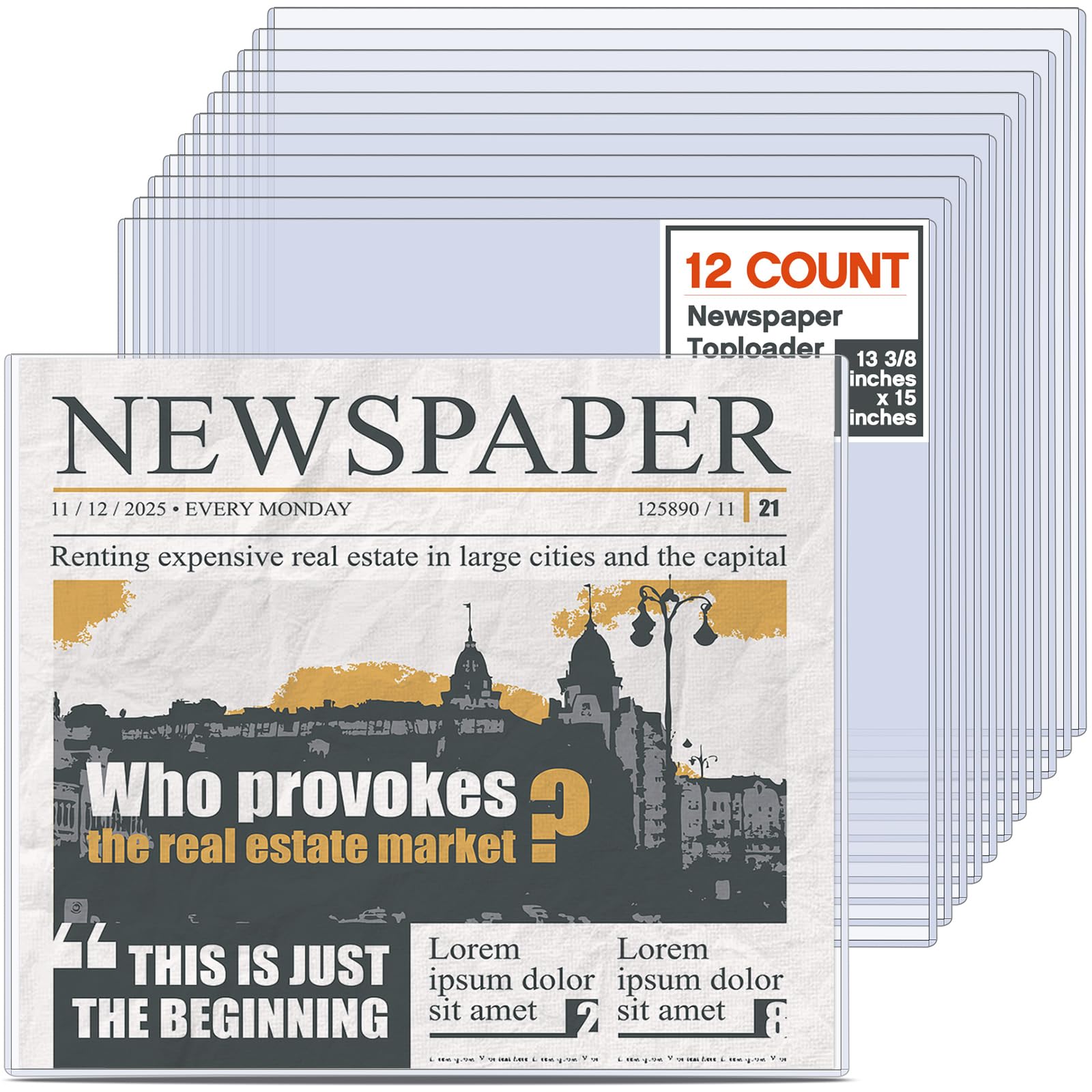 Faccito 12 Pcs Hard Newspaper Holder, 13 X 11'', 4.5mm Rigid PVC