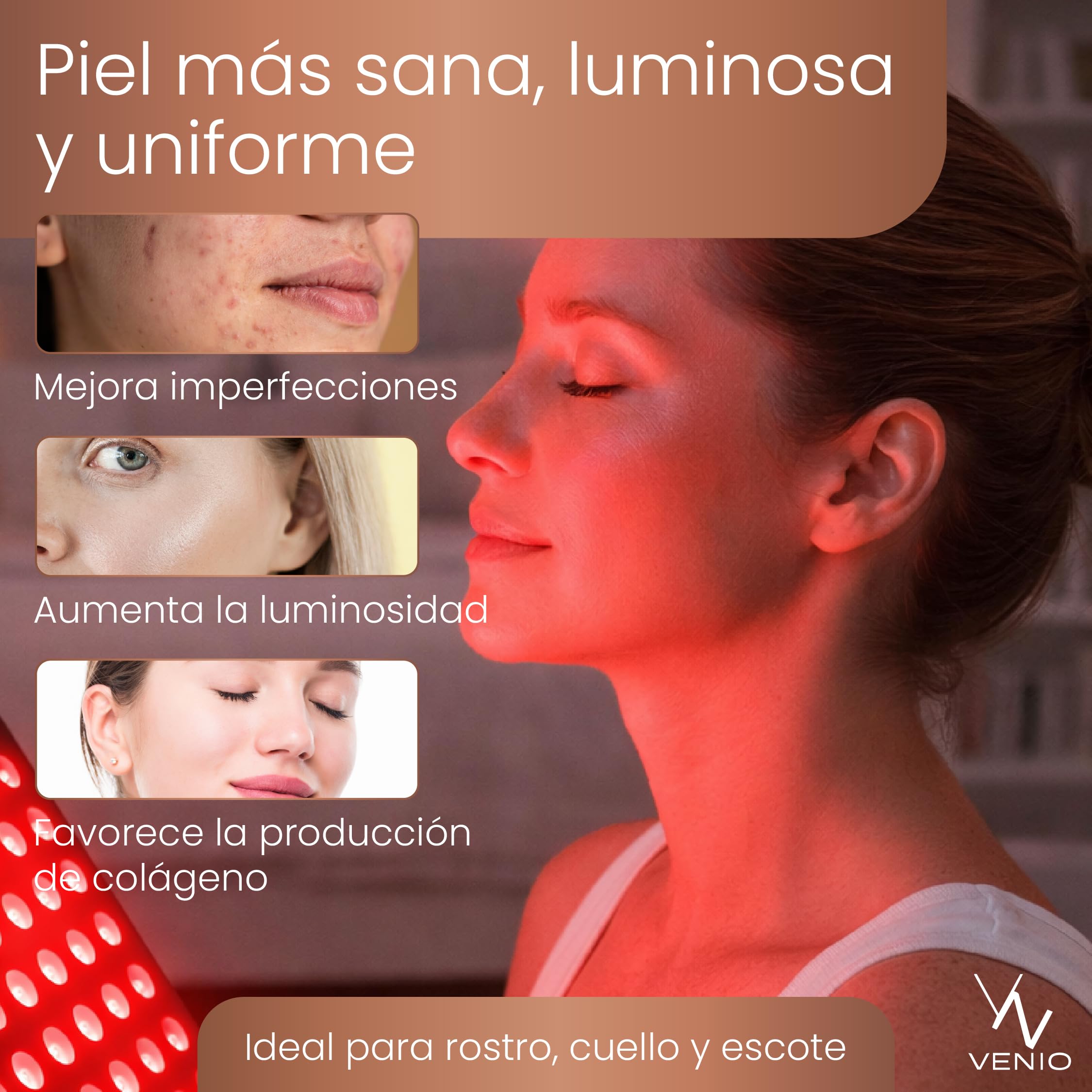 Panel de Luz Roja 660 nm e Infrarroja 850 nm- Terapia Luz Roja para Dolor Articular, Muscular y Piel - Lampara Infrarrojos para Tratamiento Facial y Corporal en Casa