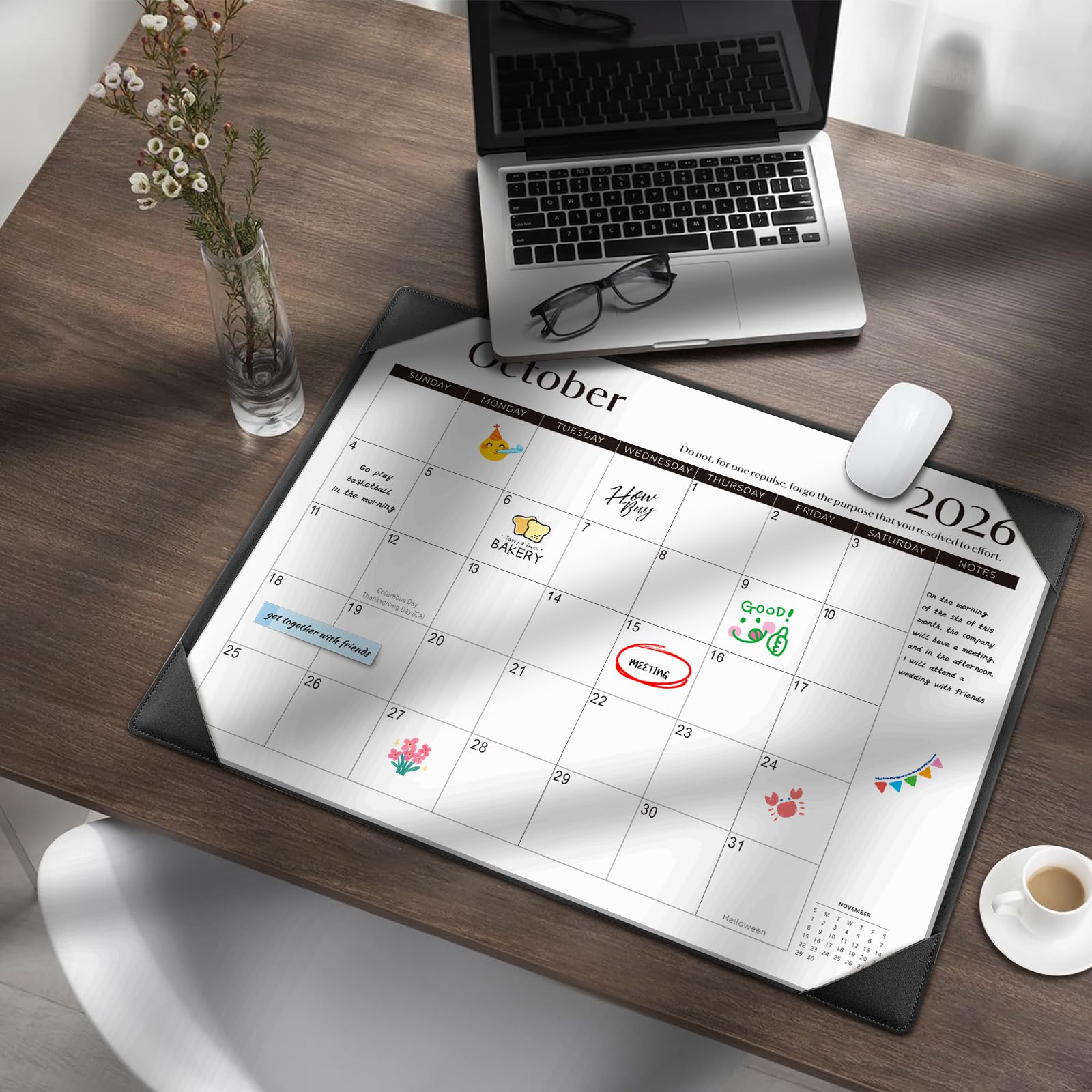 Gannyfer Calendario de escritorio grande 2024-2025 con alfombrilla de escritorio, calendario simplificado de 22 x 17 pulgadas, calendario de mesa de 18 meses de julio de 2024 a diciembre de 2025,
