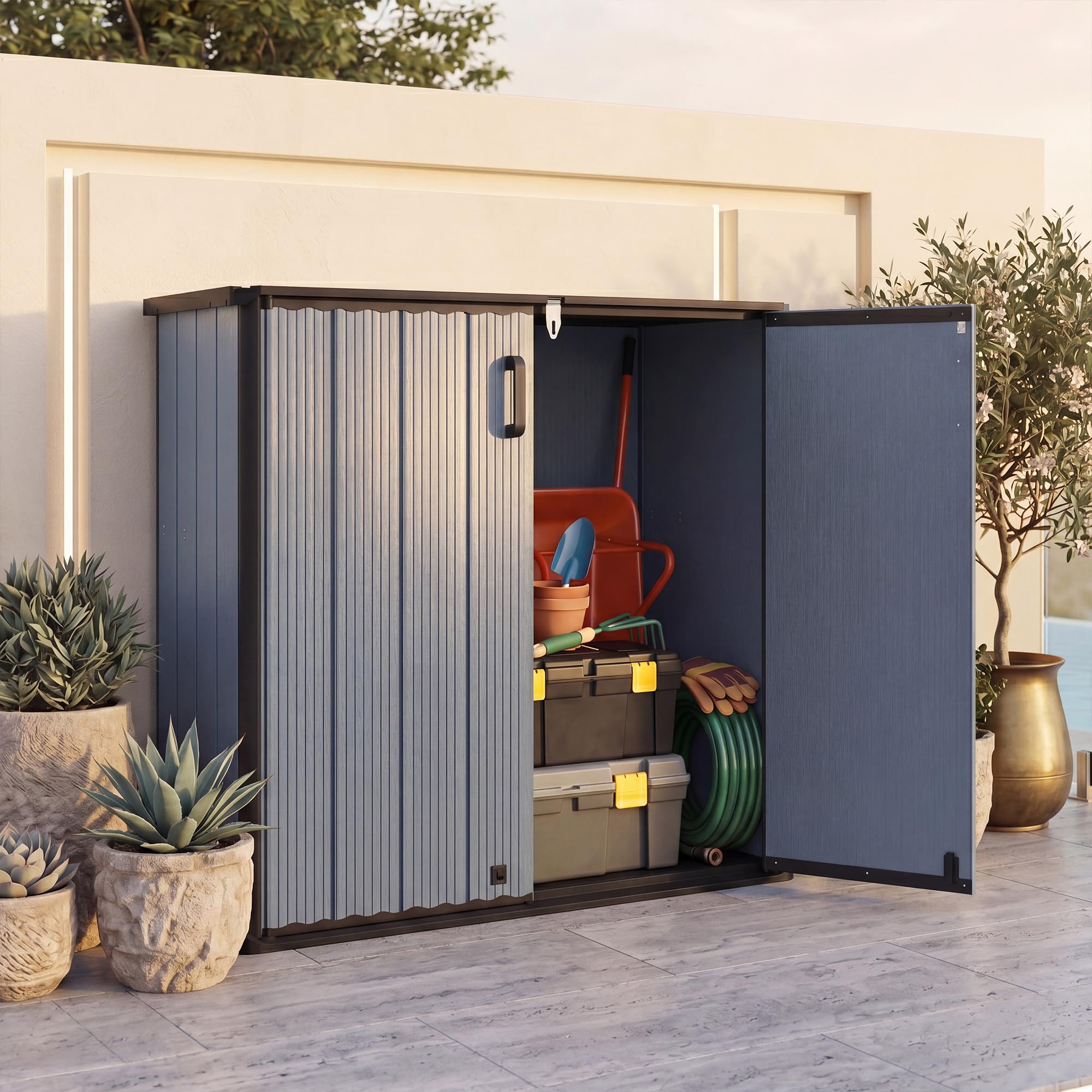 RELAX4LIFE Coffre de Jardin en Résine 660 L Étanche 120x65x117cm (Gris)