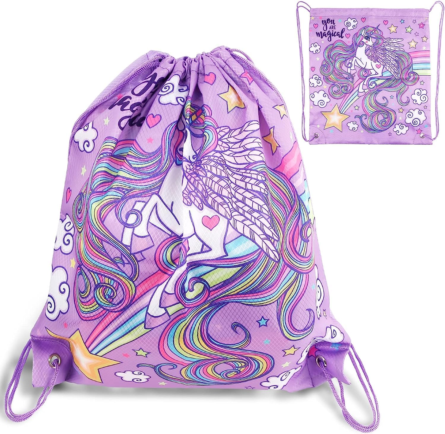 Unicorn Drawstring Backpack Waterproof Beach Bag with Interlayer Dry Wet Separation for Swimming Gear Backpack Gym Storage Bag