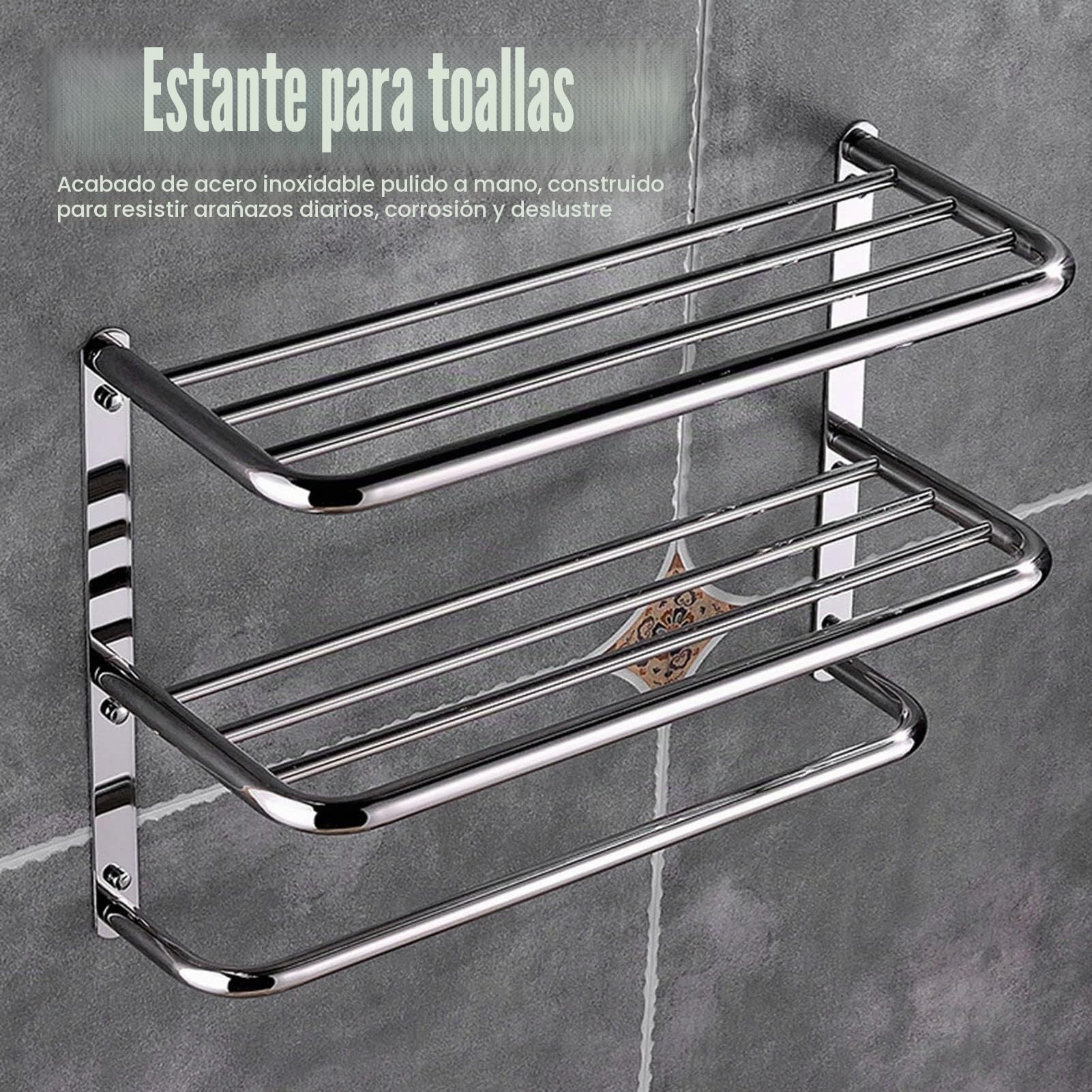 Aramox Toallero de Acero Inoxidable, Toallero Multifunción de Pared con 3 Niveles, Perfecto para Almacenamiento en Baño y Cocina, Tamaño 55X45X21cm