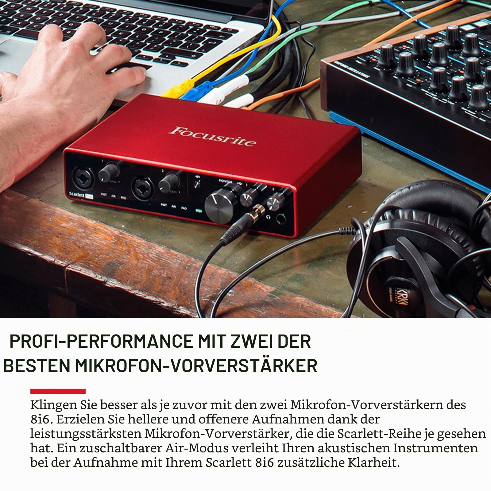 Focusrite Scarlett 8i6 3. Gen USB-Audio-Interface für Aufnahmen, Kompositionen und Streaming – High-Fidelity, Aufnahmen in Studioqualität mit transparenter Wiedergabe