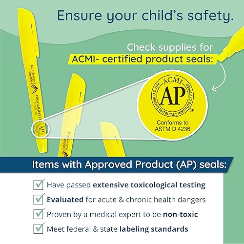 Miniatura 2 de Blue Summit Supplies Paquete de 100 resaltadores amarillos con punta de cincel a granel para aulas, resaltadores delgados de bolsillo, amarillos a