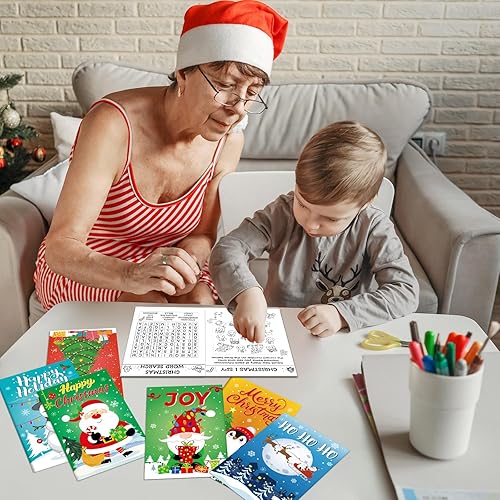 Miniatura 6 de 48 libros de actividades de Navidad para niños, libros para colorear de vacaciones de invierno, divertidos y juegos, actividades desafiantes,