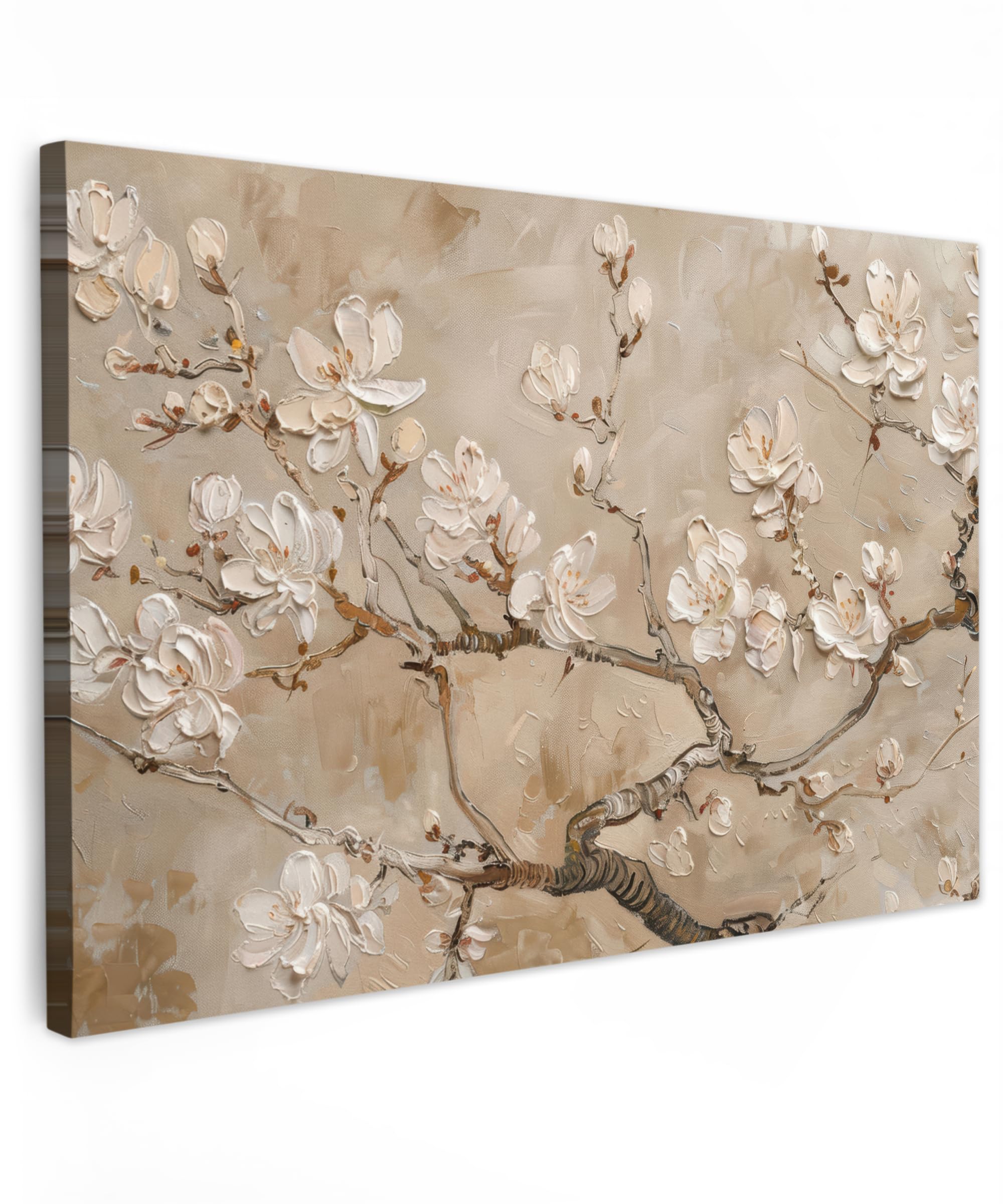 MuchoWow© Cuadros Decoracion Salon Modernos 120x80 cm para Dormitorios Cuadro Decorativos de Salon Lienzos Decorativo Pictures for Living Room Decorarivos Flores - Modernas - Beige - Flores