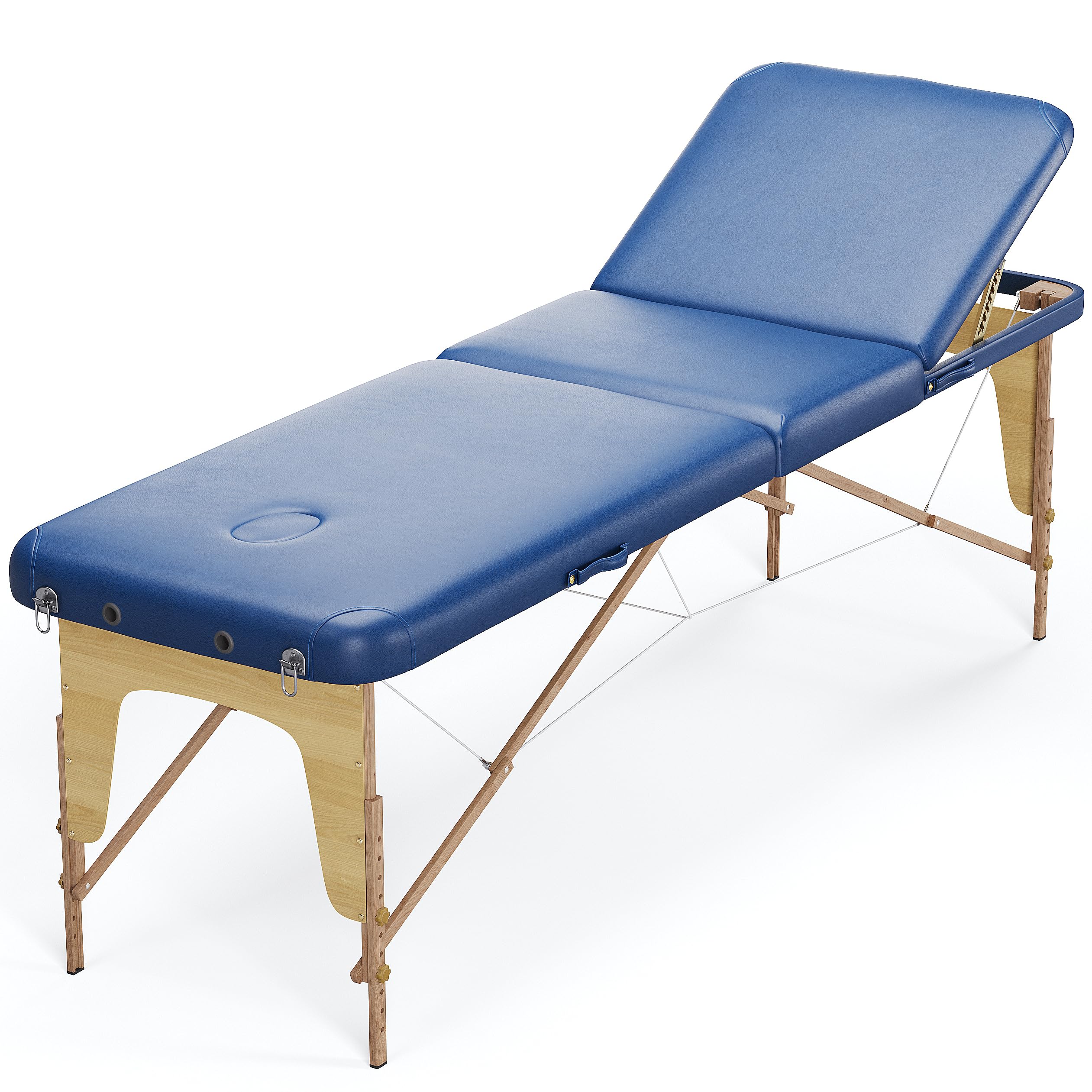 Beltom® Mobile Massageliege Massagetisch 3 zonen Basic 185 x 60 cm. - Licht 14,3 kg. - massagebed massageleuning Massagebank klappbar Kosmetikliege - Blau
