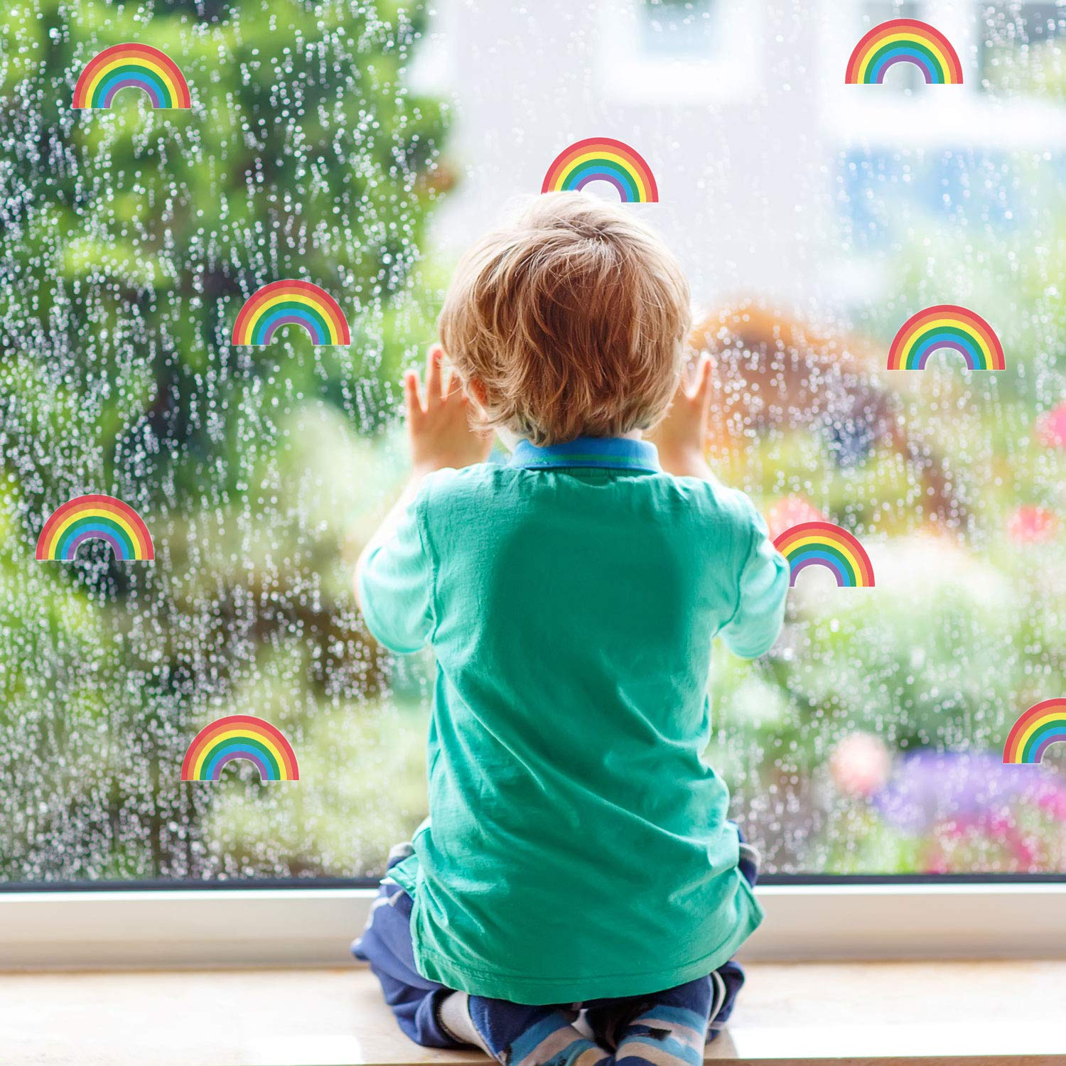 Stickerscape Bright Rainbow Window Stickers | Pastel Or Colour Option | Repositionable, Reuseable And Cleanly Removable | Easy To Apply (Bright)