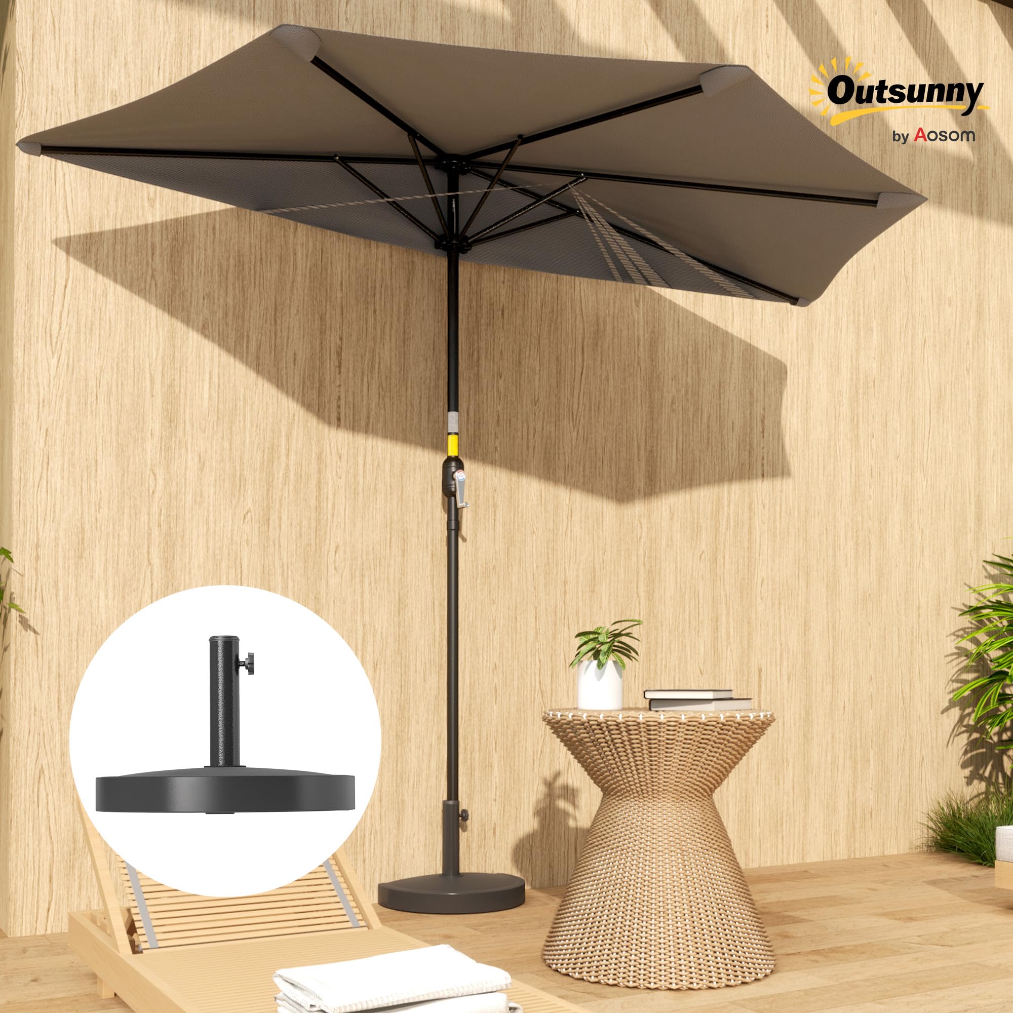 Outsunny Pied de Parasol 9 kg, Support Parasol en résine pour mât de 32, 38, 48 mm, Base de Parasol pour terrasse Piscine Patio Jardin, 49 x 31 x 33 cm, Noir