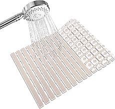 RichAxis PVC Anti Skid Mat For Bathroom Anti Slip Bathroom Mat Shower Area Anti Skid Mats With Suction Cups And Drain Holes For Bathtub Floor Mat (68X38 Cm,Beige)