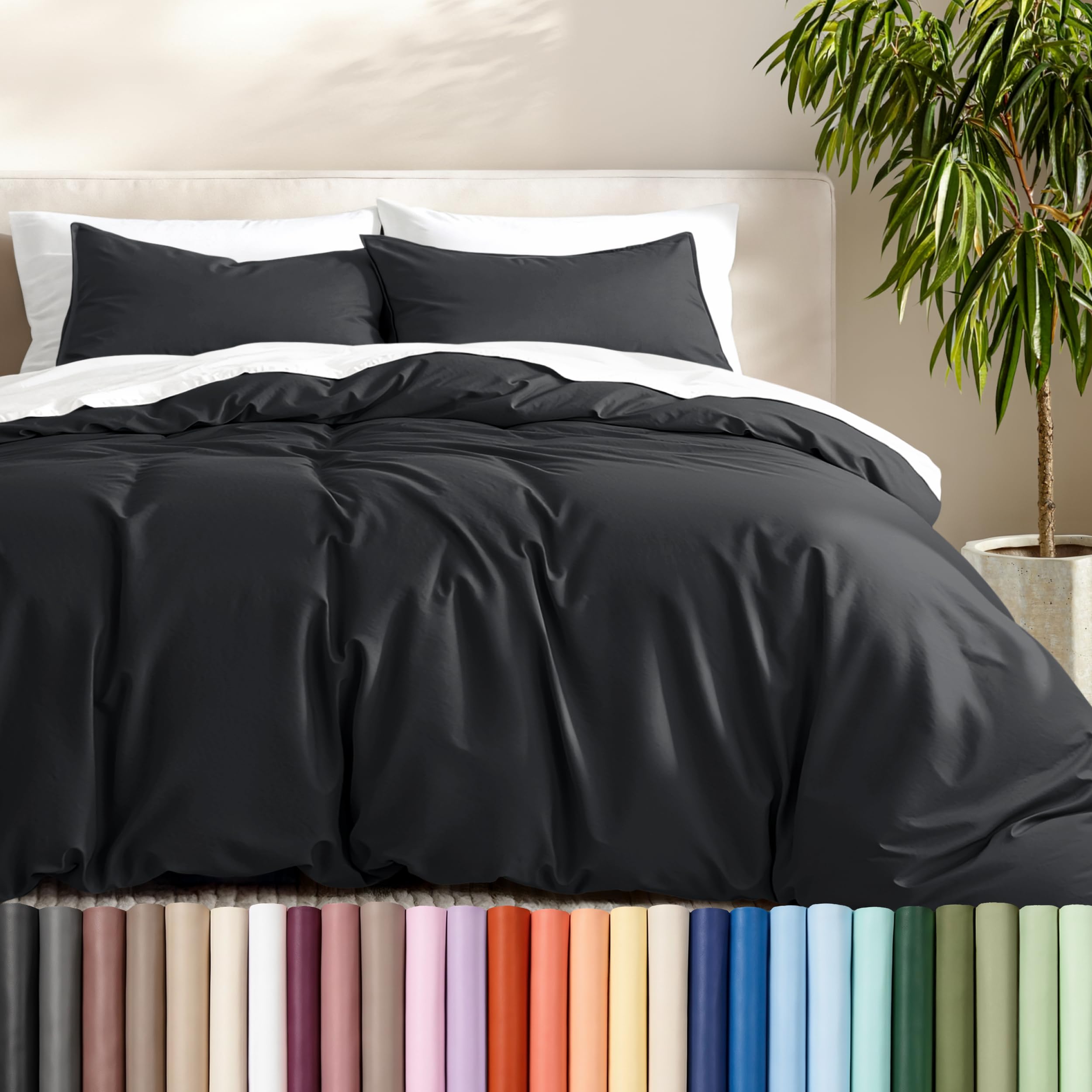 Bare Home Duvet Cover Set 1800 Ultra-Soft (Oversized Queen, Black) — image 1