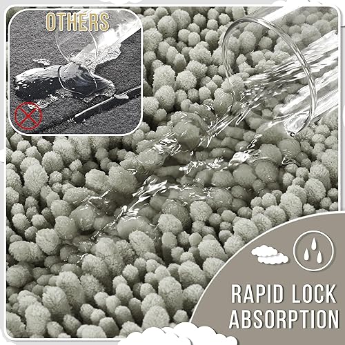 Miniatura 5 de Yimobra - Tapete de baño de felpilla de 24 x 17 pulgadas, extrasuave, antideslizante, absorbente, secado rápido, lavable a máquina, para ducha,