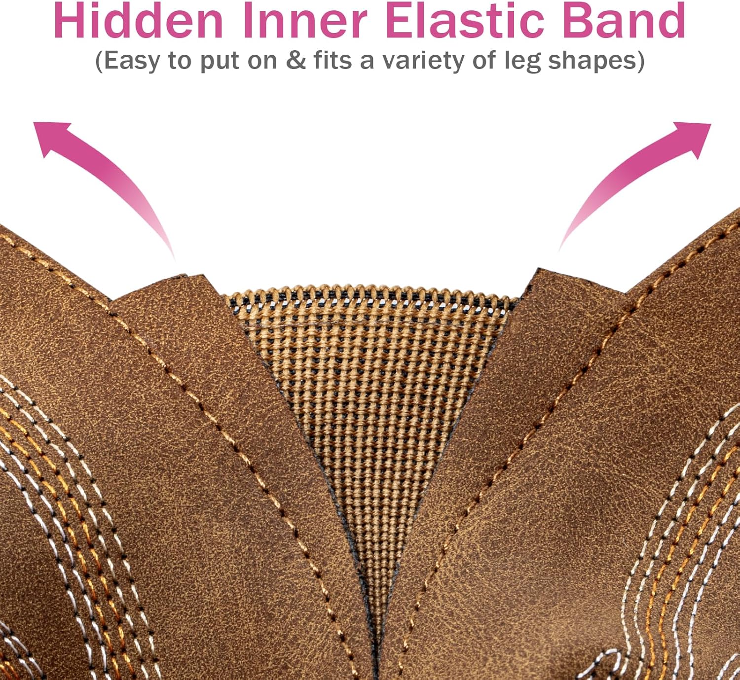 SheSole Extra Wide Calf Cowboy Boots for Women - Confidence & Western Cowgirl Style with Square Toe, Hidden Elastic & Removable Cushion for Easy Comfort - Image 6