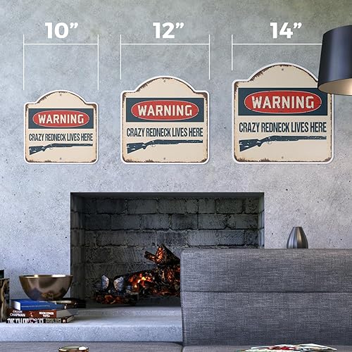 Miniatura 2 de Crazy Redneck Lives Here - Letrero de 14 x 14 pulgadas, plástico para interiores y exteriores, bandera de país de SignMission Designer Hillbilly,