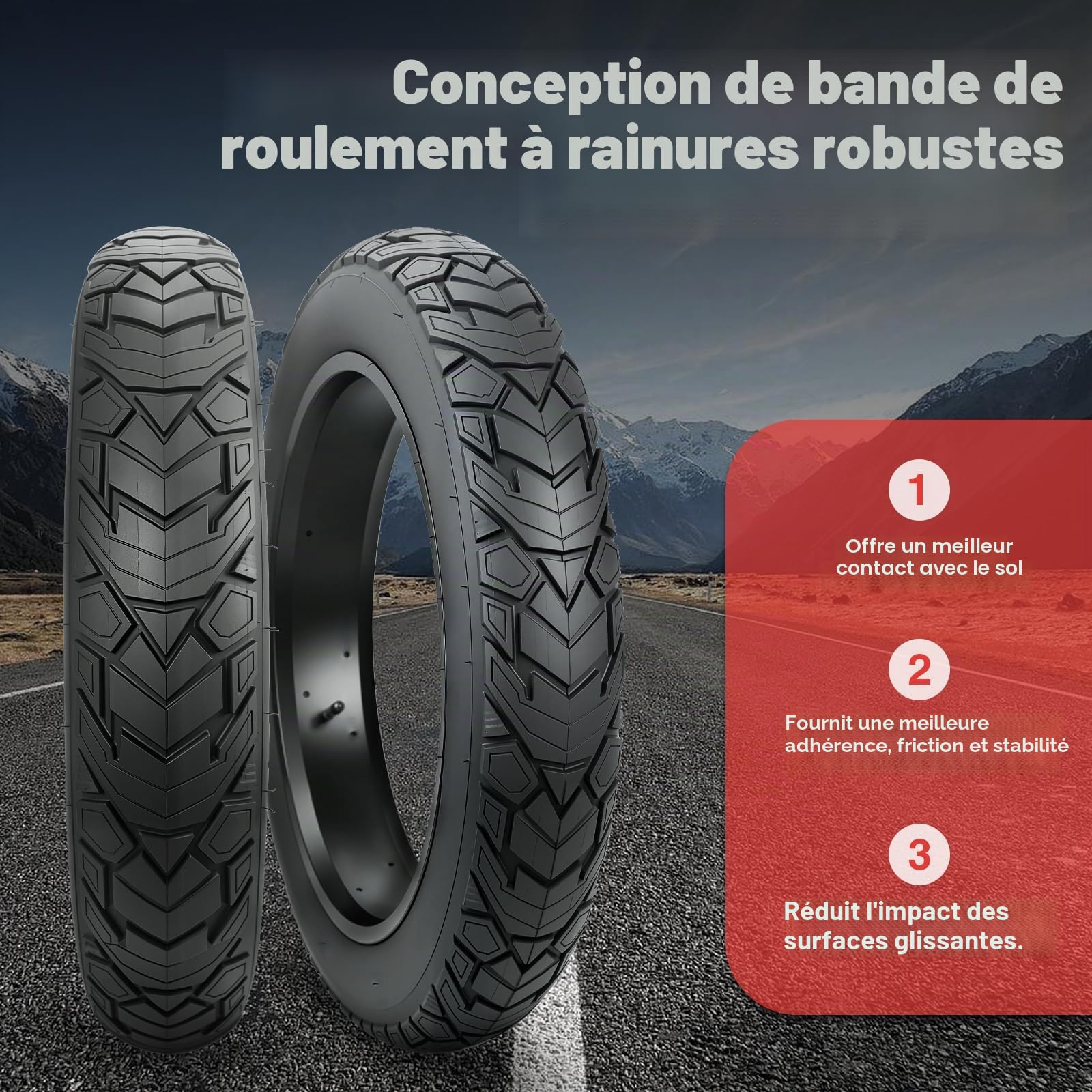 ZUKKA Pneus de VTT Fat Bike 20/26 x 4,0" - 20/26" - Robuste - Rainures profondes - Pliable - Remplacement tout terrain