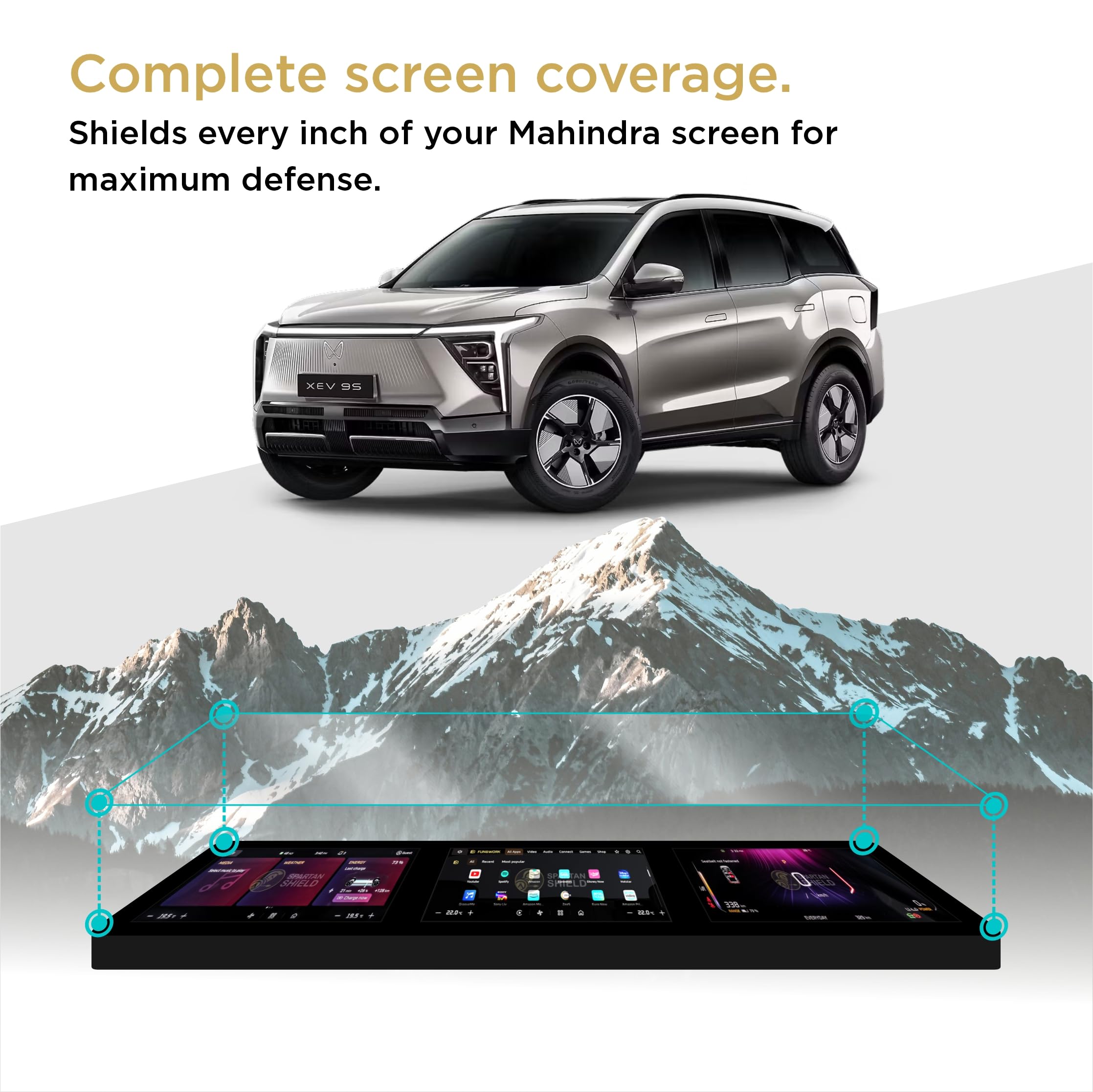Spartan Shield *MATTE* Screen Protector For MAHINDRA XEV 9S 2026 Electric SUV || 12.3 Inch Full Touchscreen Display Guard || Accurate Fit For Pack One | Two | Three Above || ** ANTI GLARE ** Anti Scratch || Water Repellant || With Complimentary Installation Kit || Bubble Free Application || XEV9E | XEV9S Digital Instrument Cluster Protective Film || XEV9 2025 Car Stereo Accessories [Not Tempered Glass] — Amazon image 8