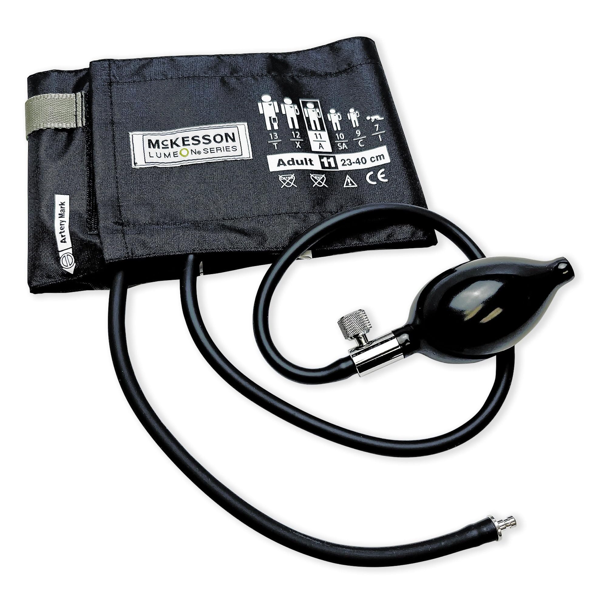 McKesson LUMEON Blood Pressure Cuff and Bulb, Medium, 23 cm, 40 cm, 15 ct