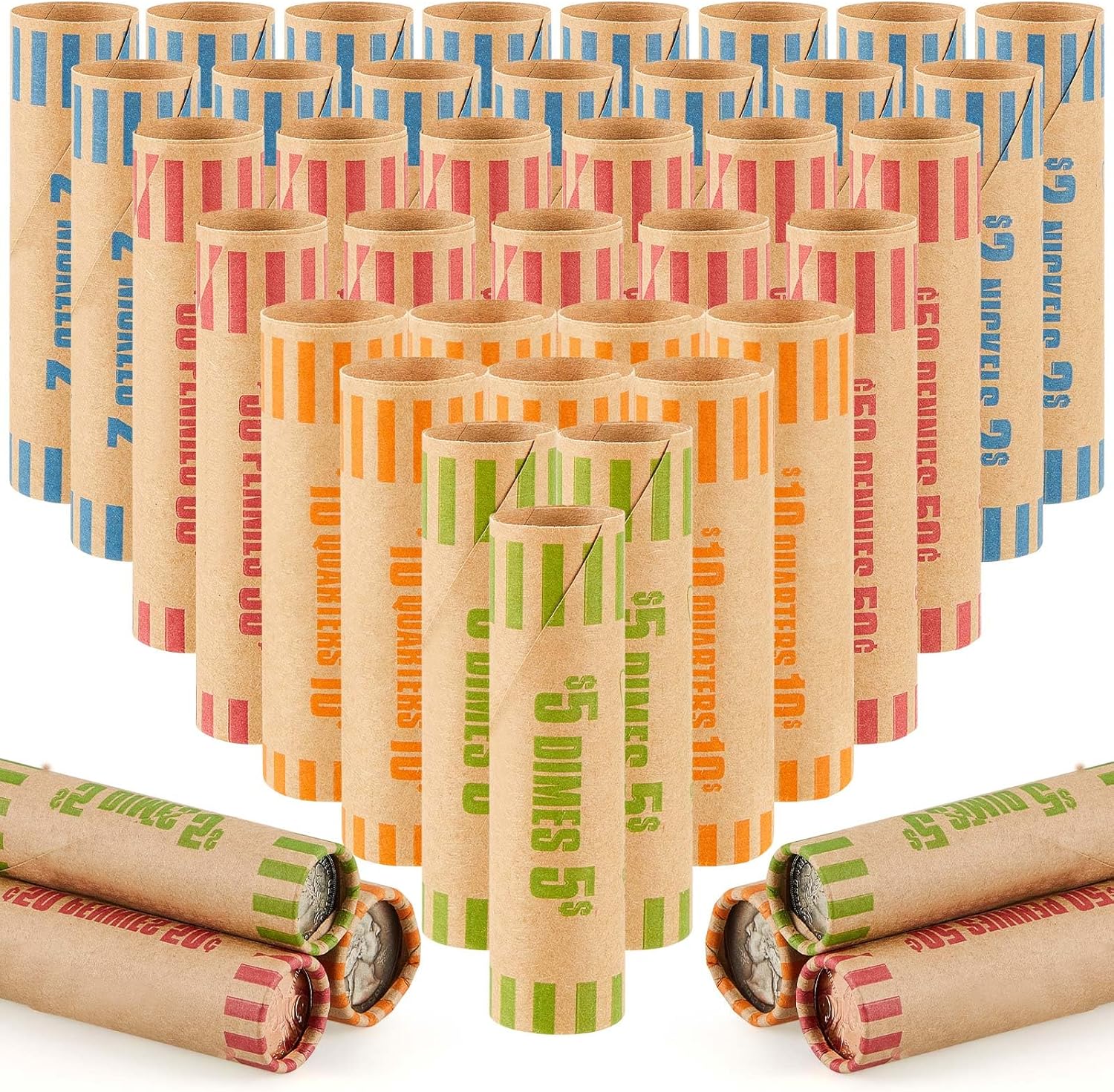 512 Pieces Assorted Coin Wrappers Rolls Preformed Coin