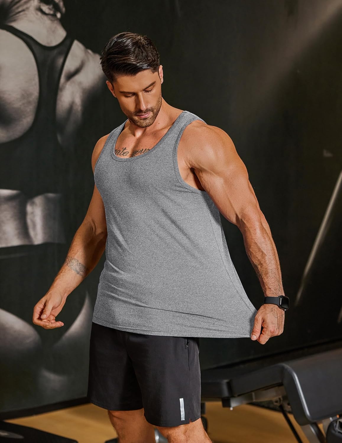 COOFANDY Mens Cotton Tank Tops Workout Summer Sleeveless Muscle Gym Shirts Athletic Beach Tee Shirt Pack - Image 5