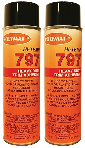 2 Polymat 797 Hi Temp Spray Glue Bond Auto Vinyl, Headliners, Almohadillas Silenciadoras de Capó