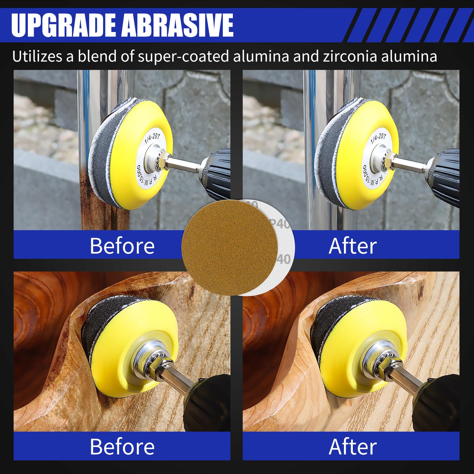 Pomsare 106PCS 75mm Sanding Discs Pad for Drill Sanding Attachments Mini Sander for Dremel Grinder Rotary Tools with 2Pcs 1/8 and 1/4 Inch Shank Backer Plate - Image 3