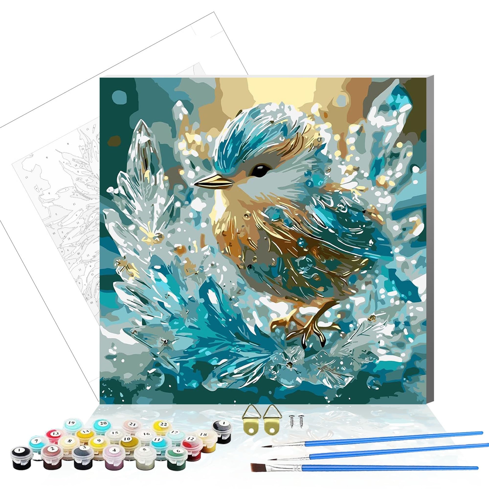 Formeyart Bird6 Wooden Framed Bird Paint By Number For Adults,Diy Painting Kits For Adult,Color By Numbers Acrylic,Paint By Number Canvas Crafts Watercolor For Beginner Home Decor(Bird6)