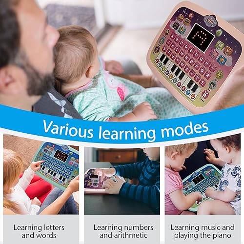 Miniatura 6 de Wenbeier Almohadilla de aprendizaje para niños y niños pequeños con pantalla LED para enseñar alfabeto números palabras música matemáticas