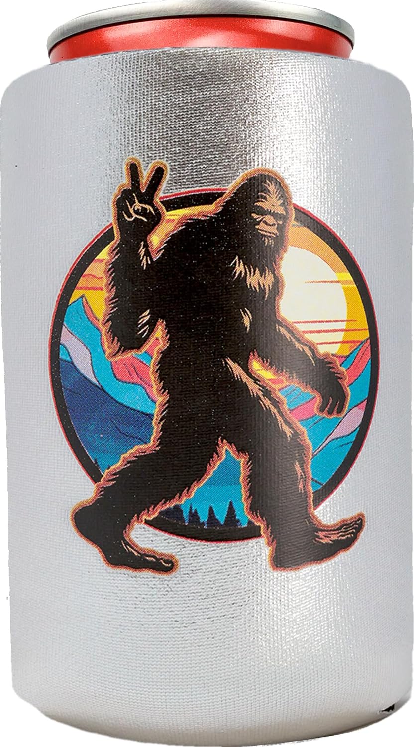 Spoontiques - Neoprene Can Cooler - Durable Insulated Neoprene Holder for Cans or Bottles - Metallic Finish with Glitter Accents - Perfect for Parties or Gifts - Big Foot Can Cooler