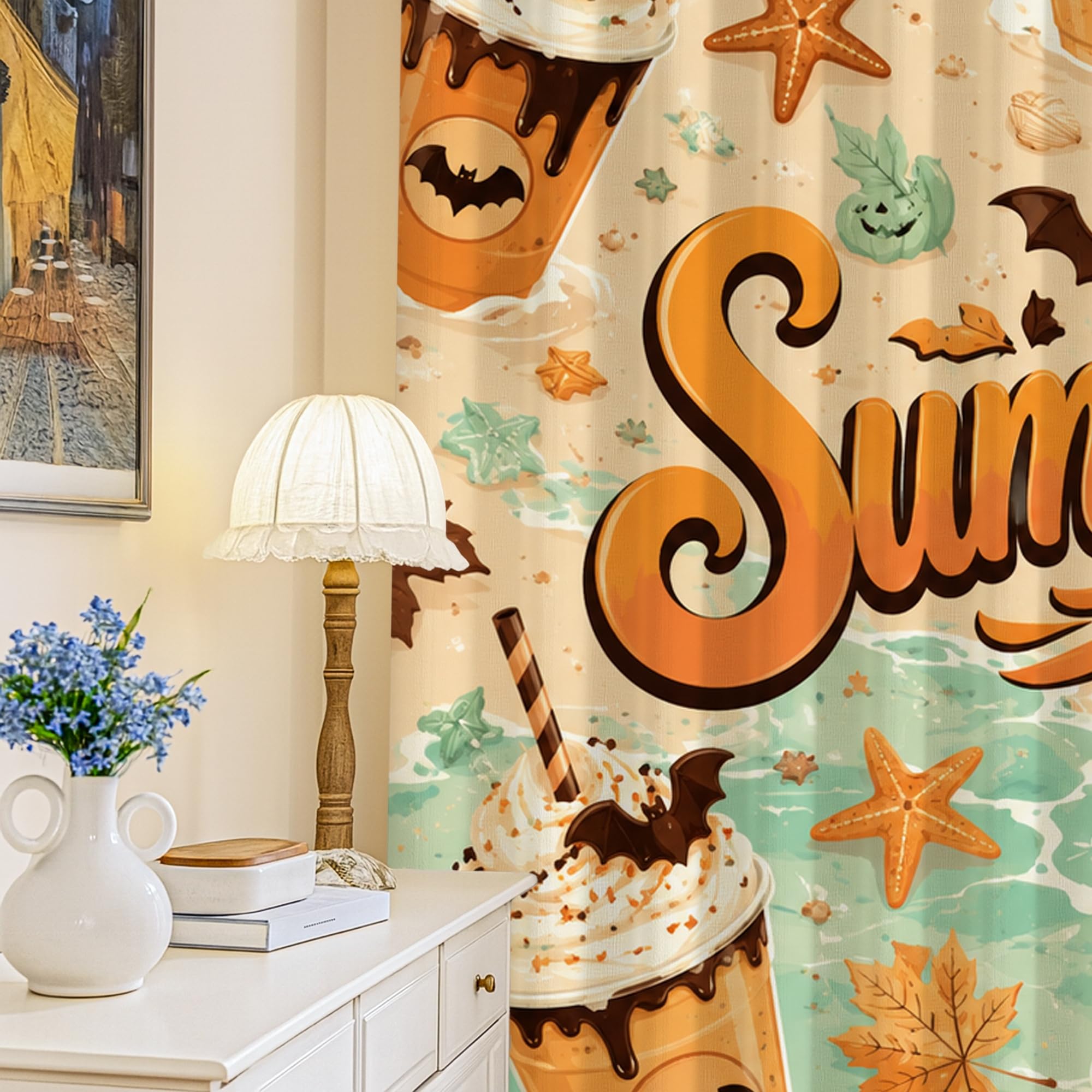 Rideaux occultants thermiques orange automne anti-lumière et froid pour salon