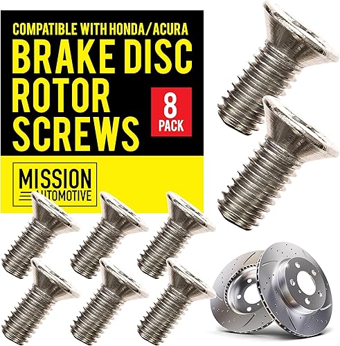 Paquete de 8 tornillos de rotor, disco de freno HondaAcura por Mission Automotive, de acero inoxidable