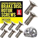 Mission Automotive 8-Pack of Rotor Screws for Brake Discs Compatible with Honda, Acura, Hyundai and Kia Models - Stainless Steel Retaining Screws for Front and Rear