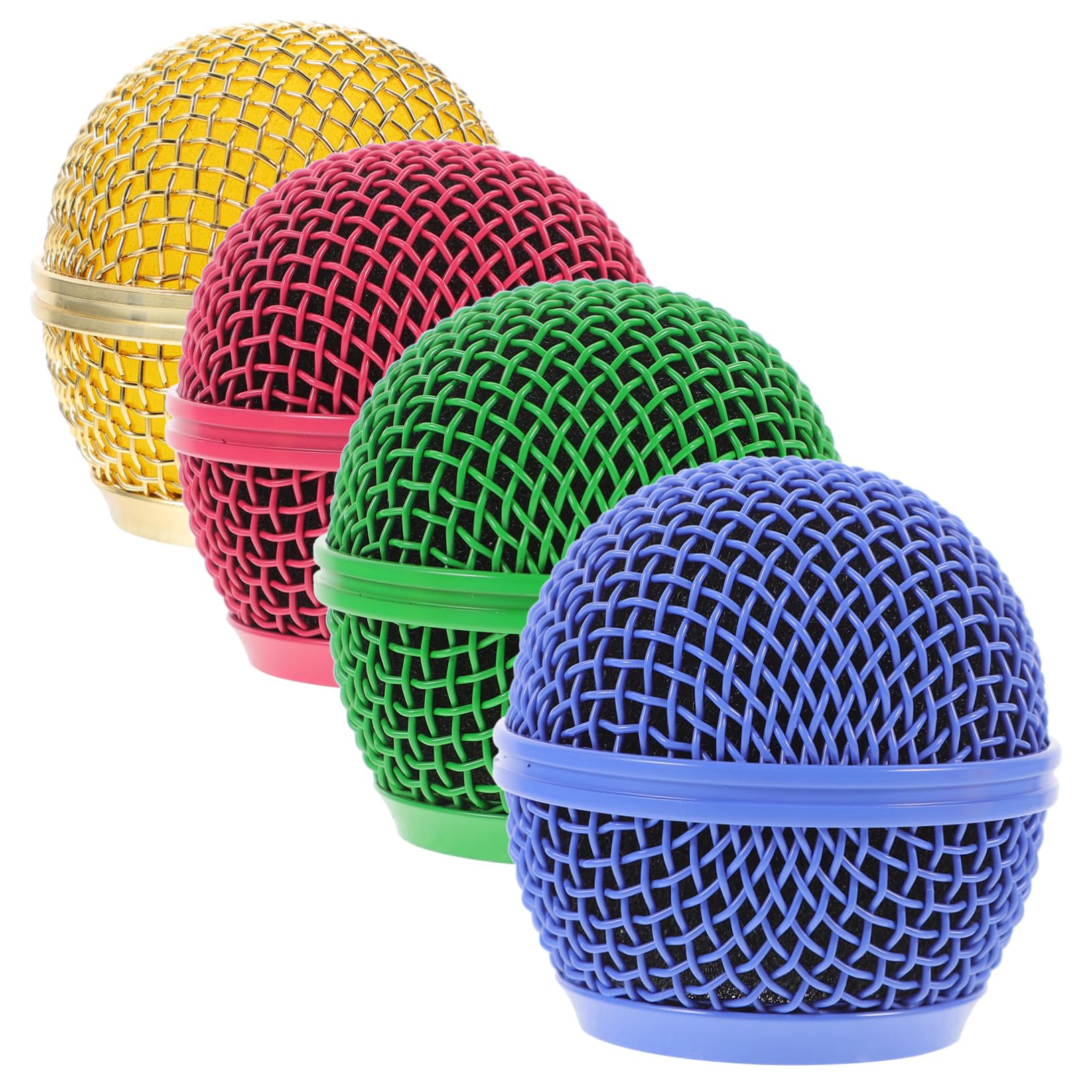 Toyvian 4Pcs Colored Microphone Mesh Grills Durable Mic Grille Replacement for Enhanced Sound and Aesthetics Compatible with Wired Mics