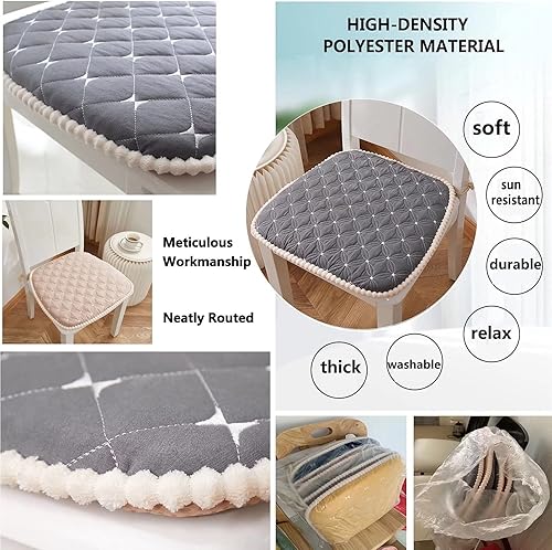 Miniatura 2 de Juego de 6 cojines para sillas de cocina con lazos Farmhouse, almohadillas para sillas de comedor de 18 x 18 pulgadas, cojín de asiento en forma de