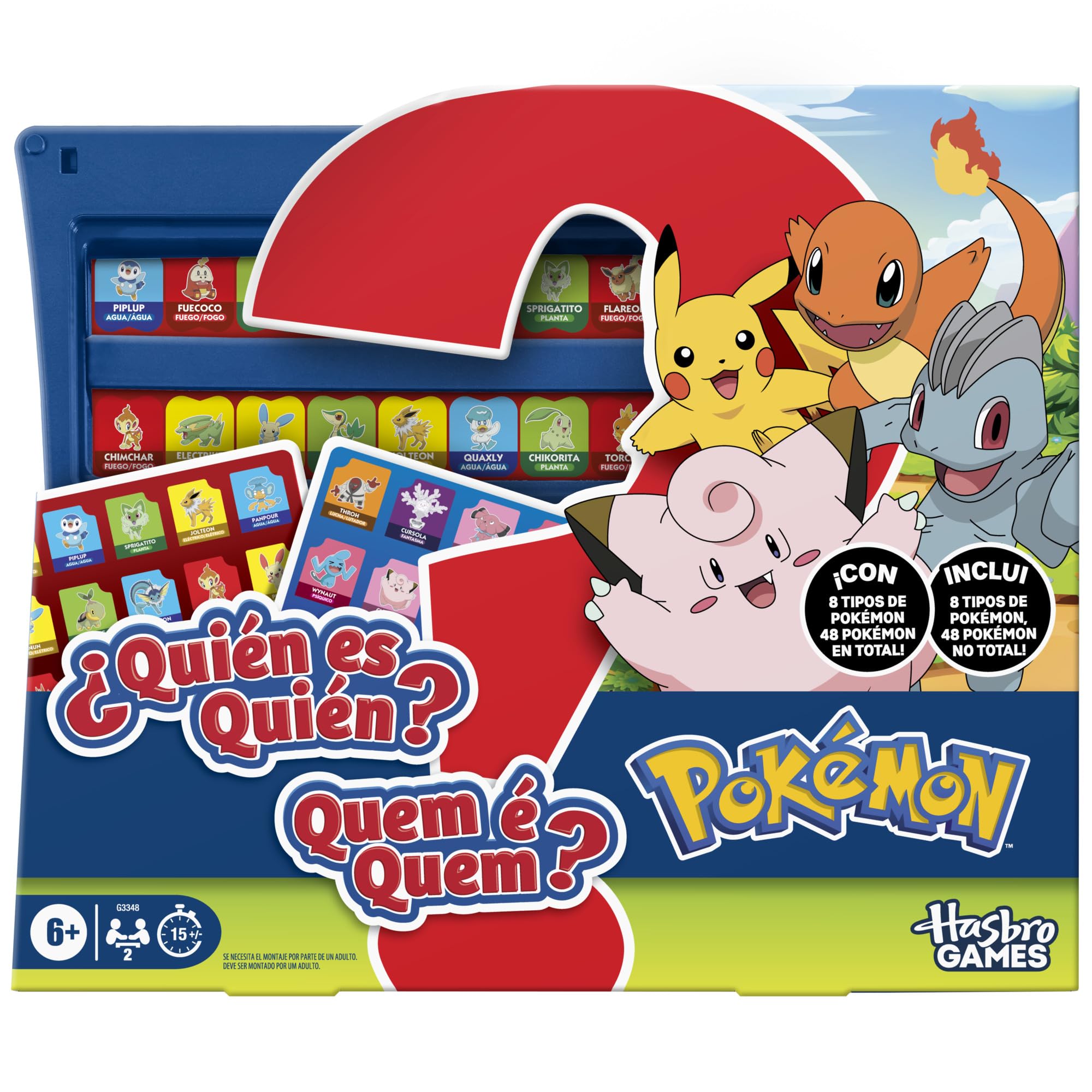 Juego ¿Quién es quién? edición Pokémon | 48 Pokémon | Divertidos Juegos de Mesa Familiares para niños | 2 Jugadores | 15 Minutos | Juego de Viaje | Edad: 6+ - Versión en español y portugués