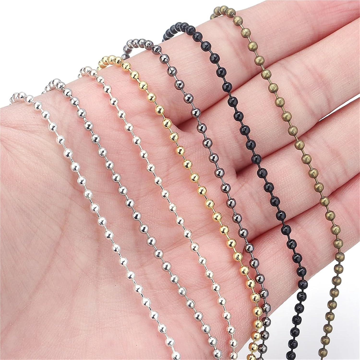 Ball chain, 10Roll 10yard Iron Bead Chains 1.5/2/2.4mm Width for Jewelry Making Necklace Bracelet Keychain DIY Handmade Accessories for Tag Chain(Antique Bronze,2.0mm)